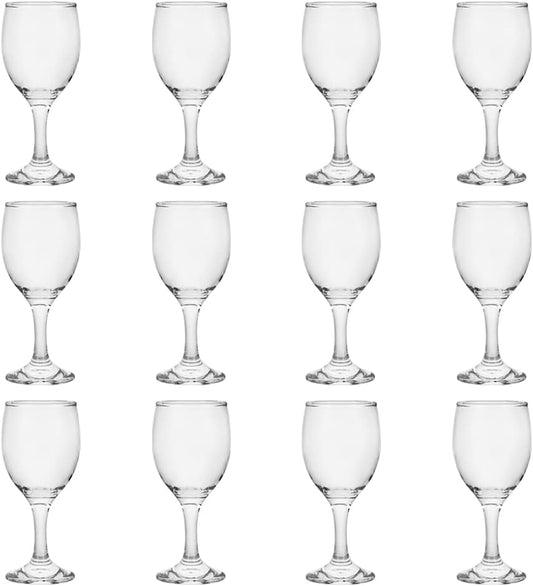 HEIGHT 5.6 Inches 120ML 4 Ounce - Set of 12 Classic Red Small Wine Glasses Durable Clear White Lead-Free Glass Cup for Party (Glass, 12Pcs4Oz)