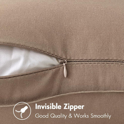 Set of 2 Coco Brown Decorative Pillow Covers 24x24 Inches - Linen Cushion Covers for Modern Farmhouse Home Decor, Ideal for Sofa and Living Room