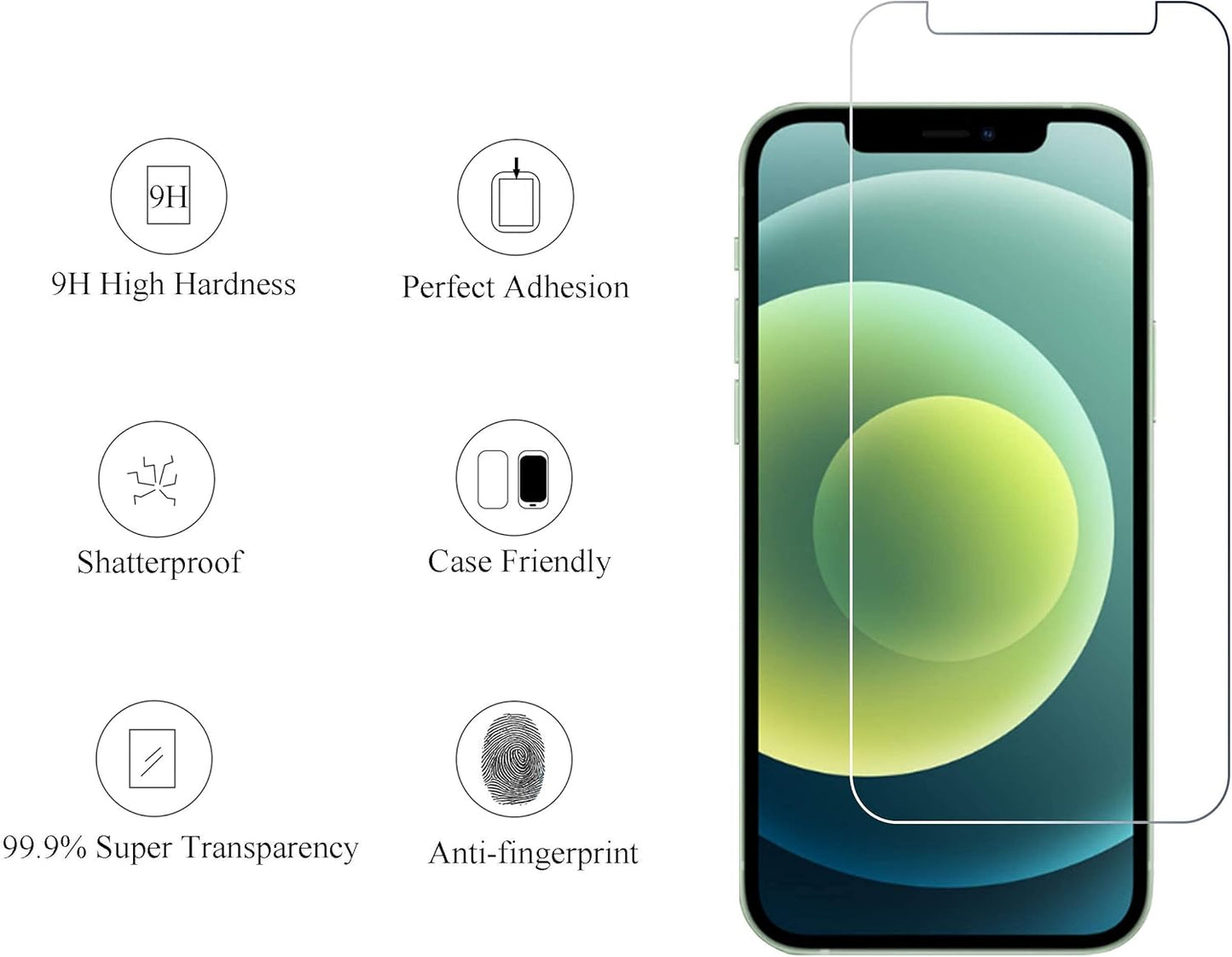 2 Pack Screen Protector Compatible for Iphone 12[6.1 Inch] + 2 Pack Camera Lens Protector and Privacy Screen Protector Compatible for Iphone 12/Iphone 12 Pro 2020 6.1 Inch 2 Pack