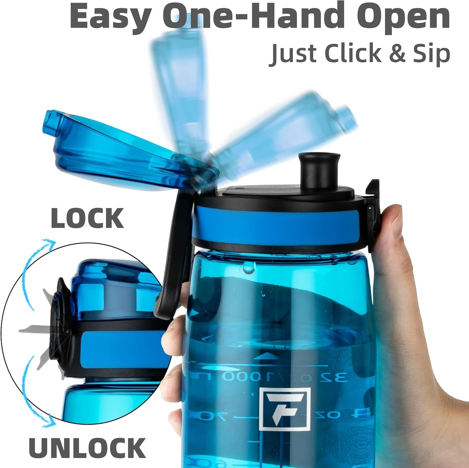 32 Oz Tritan Water Bottle with Chug Lid - Clear, Bpa-Free, Lightweight, Wide Mouth, Leak-Proof, Perfect for Gym, Travel, School, Office, and Sports (Classic Blue)