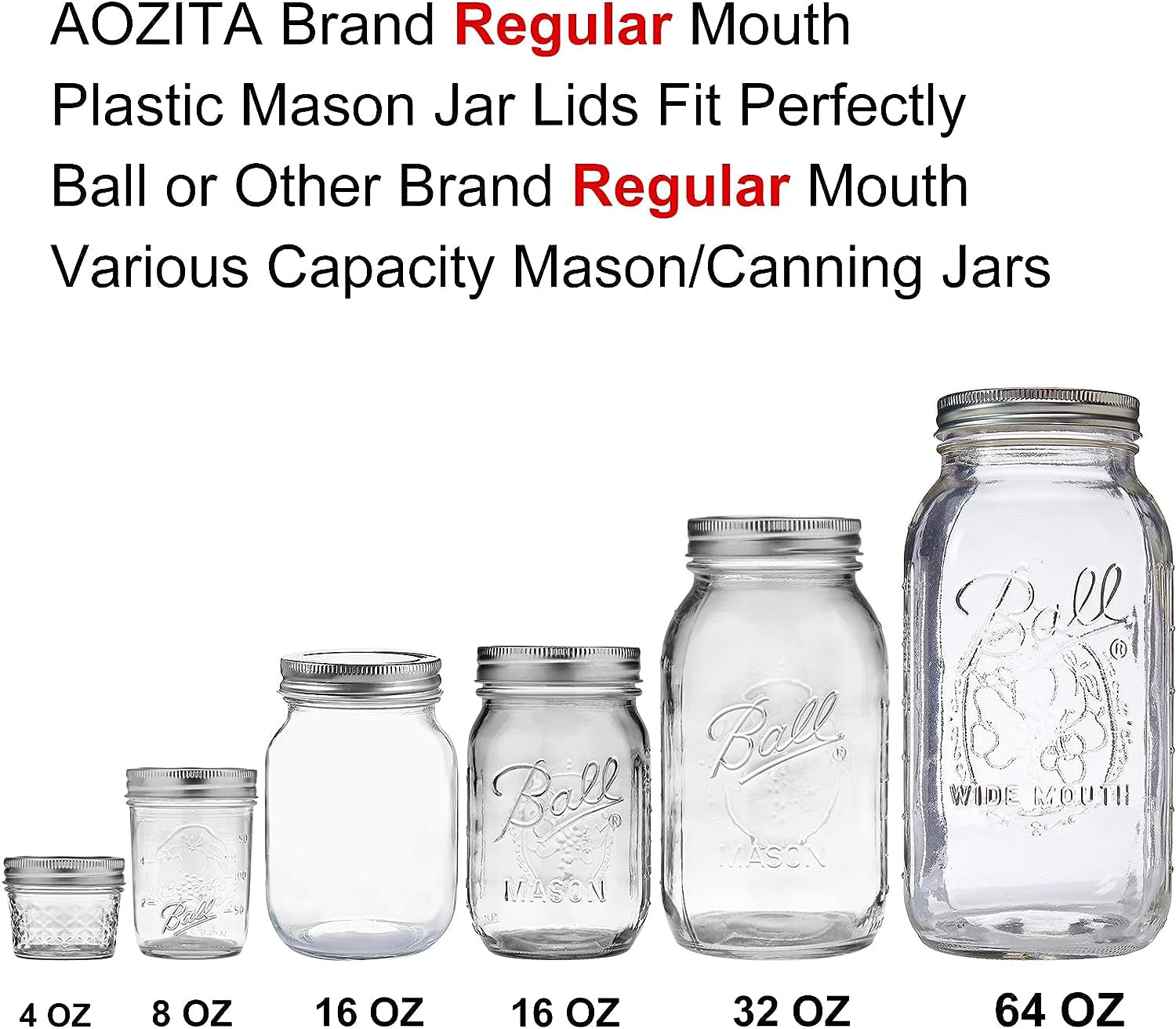 [16 Pack] Colored Plastic Mason Jar Lids Fits Ball, Kerr & More - 8 Wide Mouth & 8 Regular Mouth - Storage Caps for Canning Jars, Dishwasher Safe & Food Grade & Leakproof