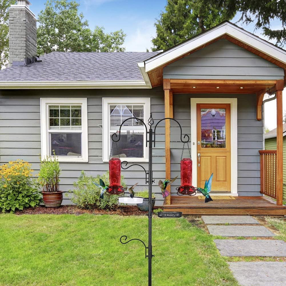 Large Capacity Hummingbird Feeders for Outdoors Hanging Wild Bird Feeders with 5 Nectar Bird Feeding Station 30 OZ Red Glass Bird Feeder - (Pack of 2)