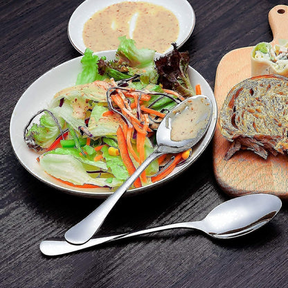 Dinner Forks and Dinner Spoons Bundle,16 Pcs 8" Food Grade Stainless Steel Silverware Forks & 16 Pcs 7.3" Stainless Steel Spoons,Mirror Finish & Dishwasher Safe,Use for Home,Kitchen or Restaurant