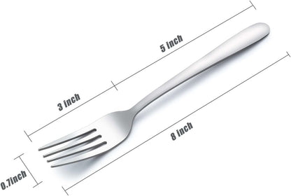 24 Pieces Dinner Forks, Forks Silverware(8 Inches), Food Grade Stainless Steel Flatware Forks, Mirror Polished & Dishwasher Safe, Using for Home, Restaurant or Kitchen