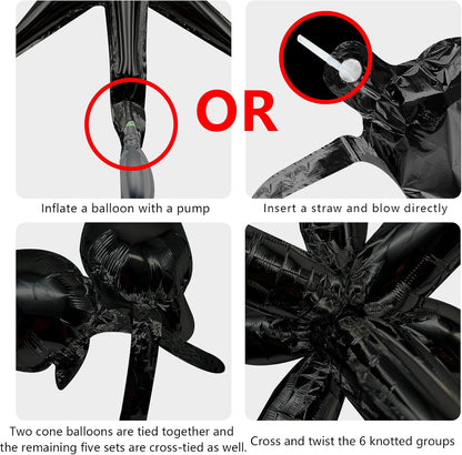 Star Balloons 60Pcs Black Balloon 12 Spike Foil Balloons Explosion Mylar Cone Balloon Magic Party Decorations Backdrops for Halloween Graduation Birthday Wedding Anniversary Retirement