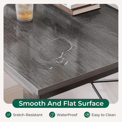 L-Shaped 47-Inch Computer Desk with Reversible Storage Shelves for Home Office, Gaming, and Study - Metal Frame, Gray