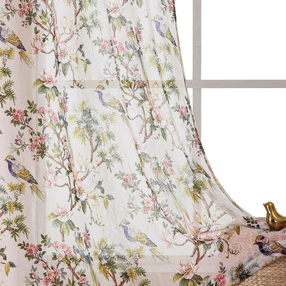 Crushed Sheer Curtains Tiers 36 Inch Length 2 Panels, Printed Design Small Half Curtains Kitchen Tiers Bathroom Cafe Bedroom Living Room, Light Filtering Curtain, Each 42"X36"