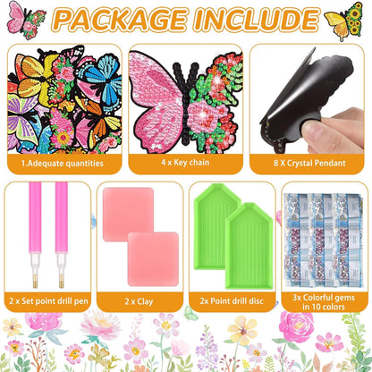 20-Piece Butterfly Diamond Painting Magnet Set - Decorative Refrigerator Art Stickers for Christmas