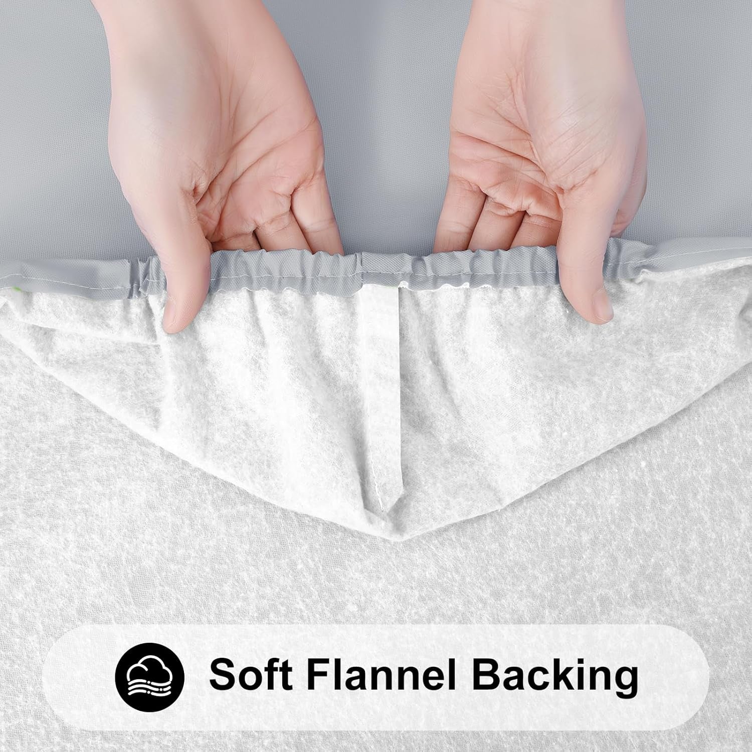 Elastic Fitted Flannel-Backed Vinyl Tablecloth for 6ft Folding Tables, Waterproof and Wipeable, Ideal for Indoor and Outdoor Use (Light Grey, 30" x 72")