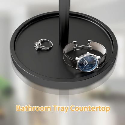 Hand Towel Stand, Towel Holder Stand for Bathroom Countertop Kitchen, 16.5IN Adjustable Retractable T-Shape Hand Towel Rack, Matte Black