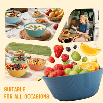 Wheat Straw Bowl Set of 6 - 36oz Textured Cereal and Soup Bowls, Microwave and Dishwasher Safe, Eco-Friendly Alternative for Serving Ramen, Salad, and More
