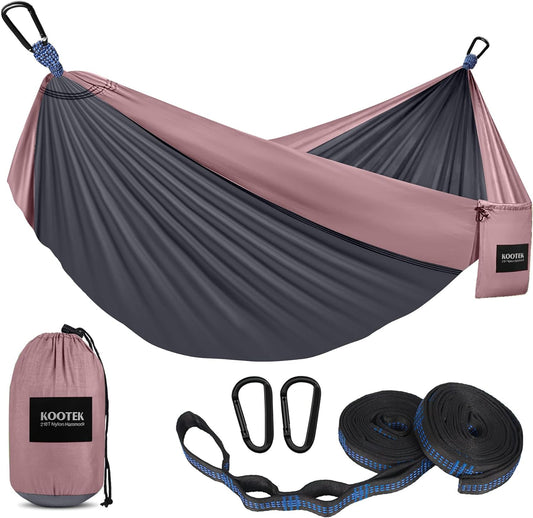 Camping Hammock 500 Lbs Capacity, Portable Hammocks with Tree Straps & Attached Carry Bag, Camping Essentials Gear, Perfect for outside Indoor Hiking Beach Backpack Travel