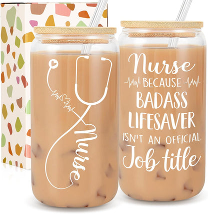 Nurse Gifts for Women - Nurse Appreciation Gifts, Nurses Week - Nursing Graduation Gift for Her - RN Gift - 16 Oz Can Glass