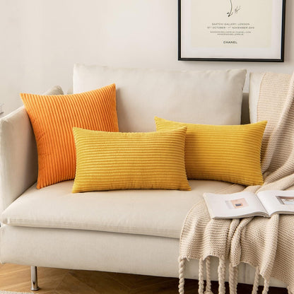 Pack of 2 Pillow Covers Soft Soild Decorative Square Throw Pillow Covers Set Cushion Cases Pillowcases for Sofa Bedroom Car 18 X 18 Inch 45 X 45 Cm Mustard Yellow