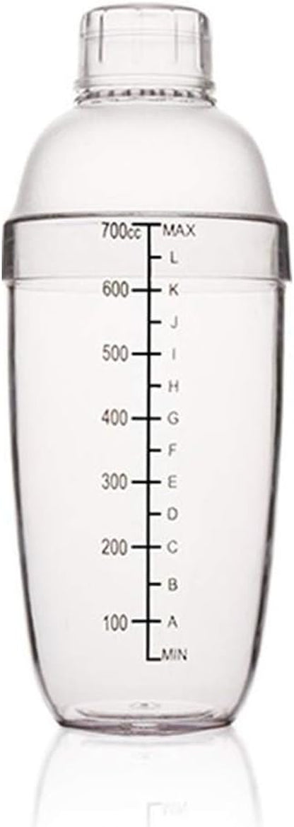 Plastic Cocktail Shaker, Hand Drink Mixer Boba Tea Shaker Cup with Scales,Bar Tool Transparent (24 Oz / 700Cc)