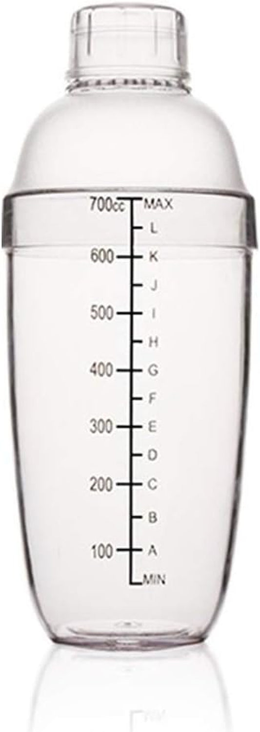 Plastic Cocktail Shaker, Hand Drink Mixer Boba Tea Shaker Cup with Scales,Bar Tool Transparent (24 Oz / 700Cc)