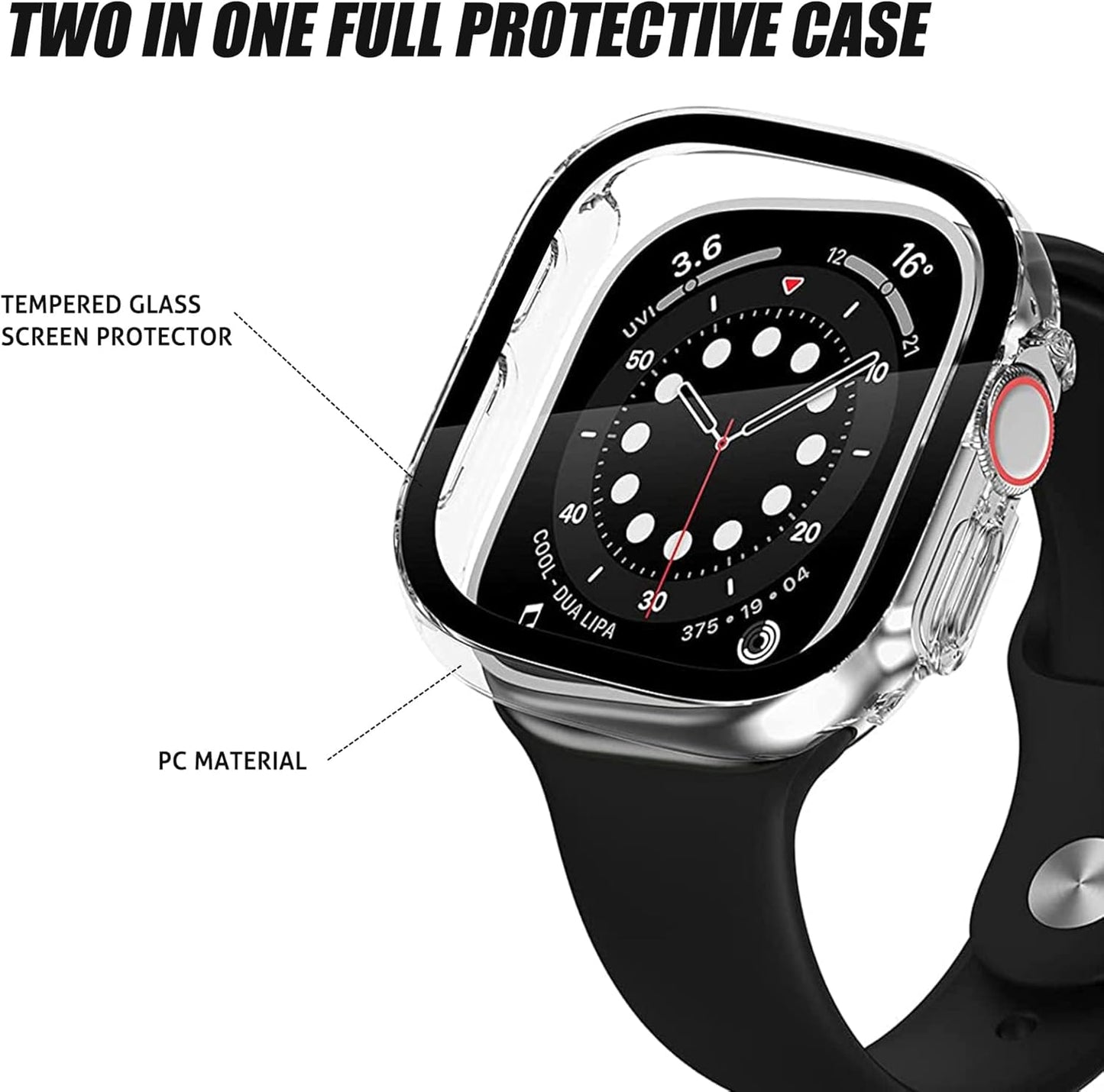 for Apple Watch Ultra 2/Ultra Screen Protector [49Mm],Hard PC Case[2 Pack][Clear], Apple Watch Series 9 & 8 & 7 Screen Protector [45Mm],Hard PC Case [2 Pack][Black]