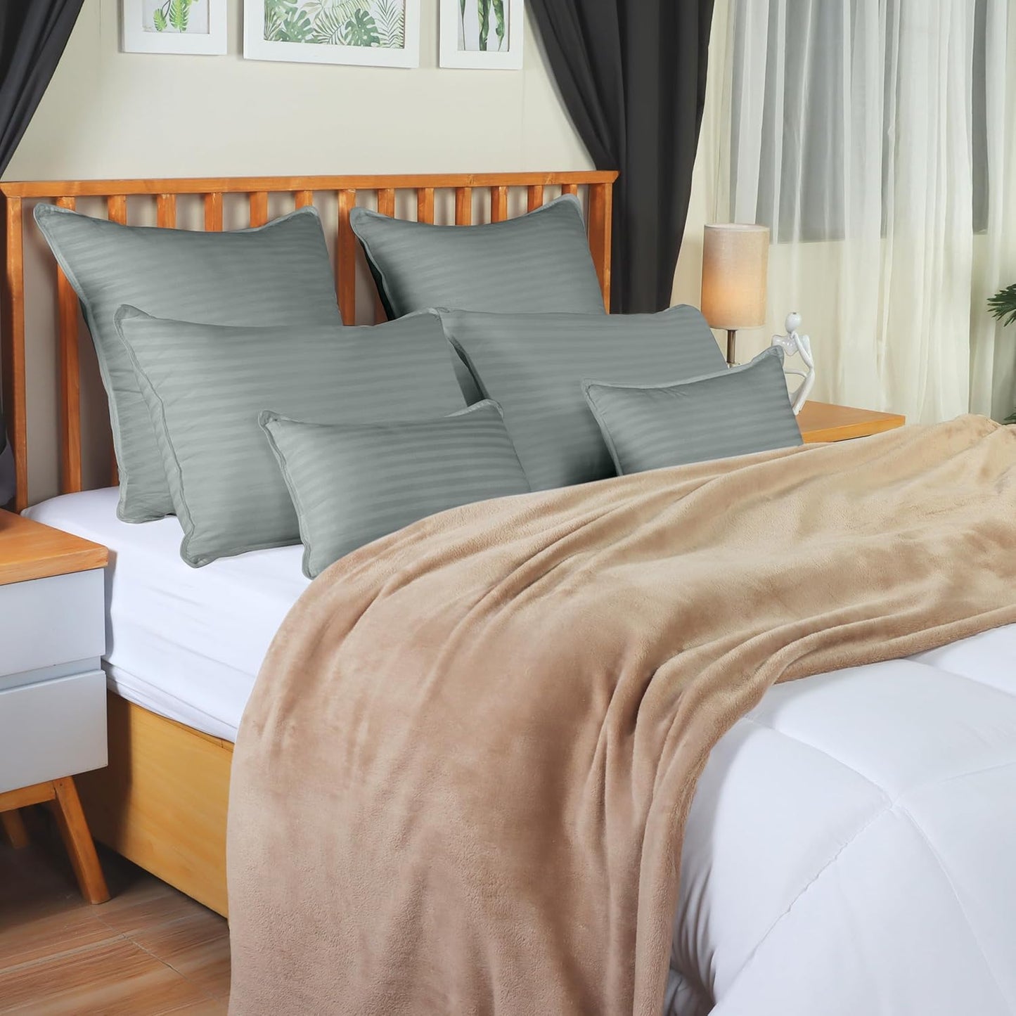 Bed Pillows for Sleeping Queen Size (Light Grey), Set of 2, Cooling Hotel Quality, for Back, Stomach or Side Sleepers