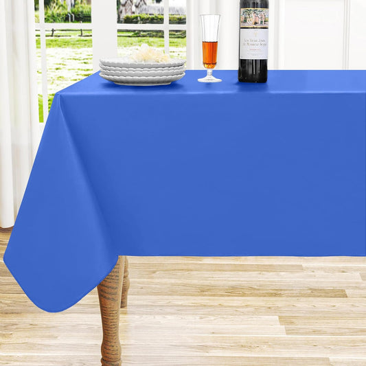 Rectangle Vinyl Tablecloth, Waterproof Spillproof Plastic Flannel Backed Table Cloth, Wipe Clean Table Cover for Dining, Buffet Parties and Camping (Blue, 54" X 78")