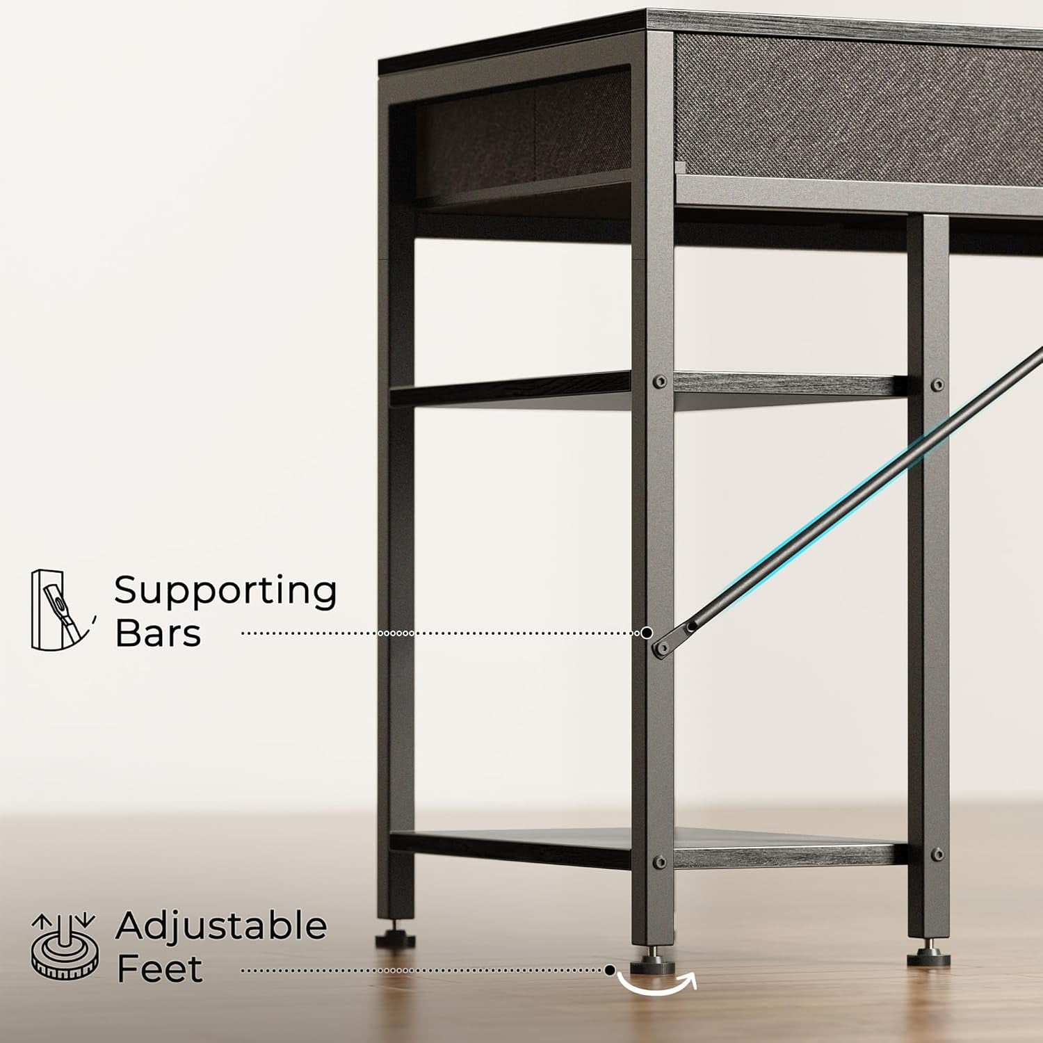 47-Inch Computer Desk with 6 Drawers and Shelves, Reversible Gaming and Corner Desk with Storage for Home Office and Living Room, Gray