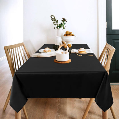 2 Pack Black Tablecloth 60 X 102 Inch, Rectangle 6 Feet Table Cloth - Stain and Wrinkle Resistant Washable Polyester Table Cover for Dining Tables, Buffet Parties and Camping