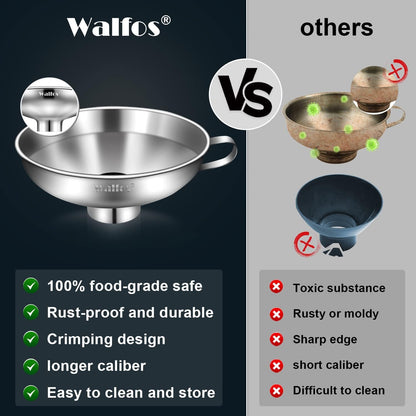 5.5 Inch and 4 Inch Stainless Steel Wide-Mouth Funnel with Handle for Wide and Regular Mason Jars Canning Jars,Wide Mouth Funnels for Kitchen Use Transferring Liquid and Dry Ingredients!