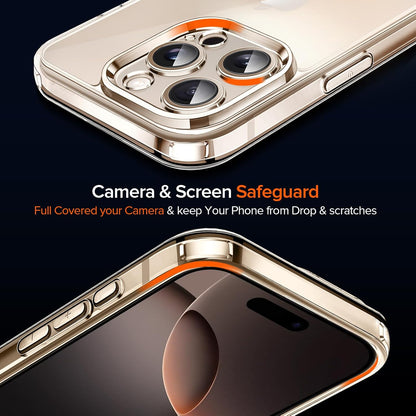 3-In-1 Clear Case for Iphone 16 Pro 6.3" 2024 Military Shockproof and 3-Pack Tempered Glass Screen Protector,3 Pack Camera Lens Protector with [Alignment Frame] Anti-Scratch Transparent