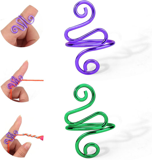 Crochet Ring,2Pcs Green Adjustable Yarn Tension Ring for Crocheting Peacock Shape Knitting Loop Open Finger Ring for Mother Grandma Thanksgiving Presents Finger Yarn Guide Crochet Accessories
