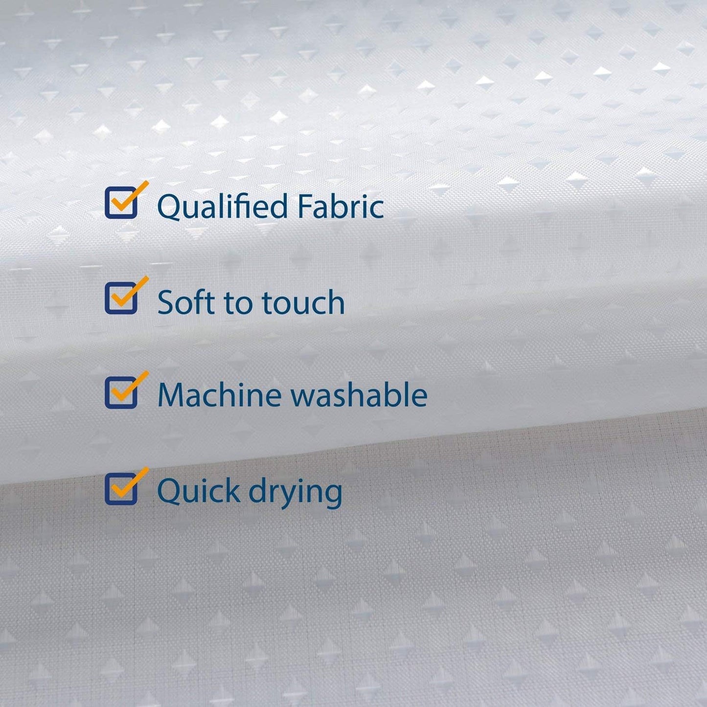 Hotel Fabric Shower Curtain or Liner, Cloth Textured White Shower Curtain with Bottom Magnets, Machine Washable, 72 X 72 Inches for Bathroom