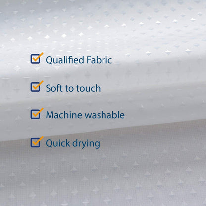 Hotel Fabric Shower Curtain or Liner, Cloth Textured White Shower Curtain with Bottom Magnets, Machine Washable, 72 X 72 Inches for Bathroom