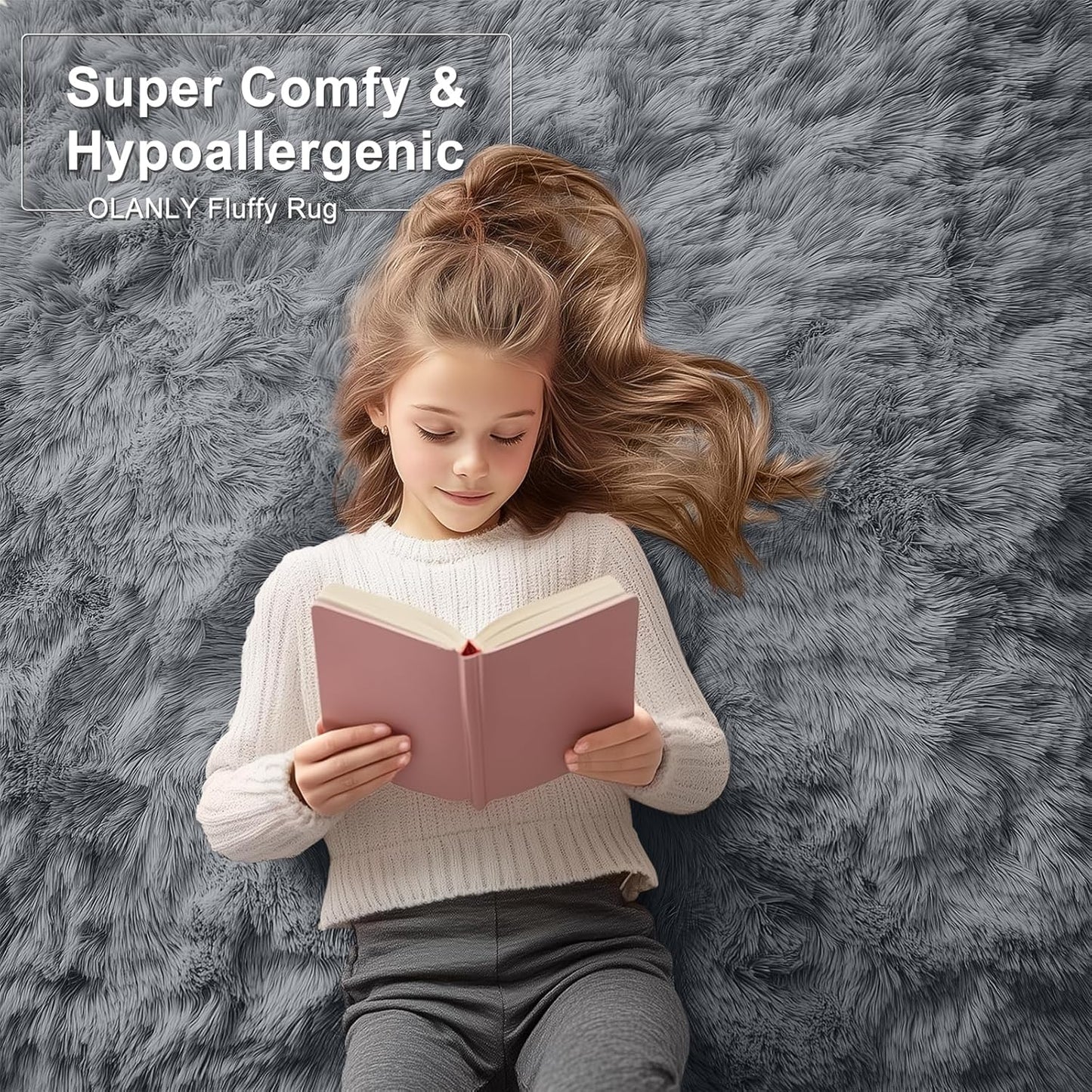 2X3 Machine Washable Small Bedside Rug, Soft Fluffy Shaggy Entryway Throw Rugs for Bedroom, Living Room, Indoor Floor Carpet for Kids Girls and Boys, Nursery Rooms, Home Decor Aesthetic, Grey