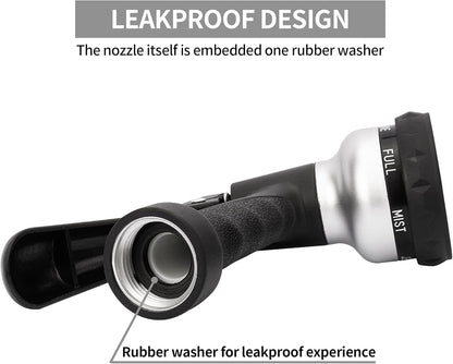 7-Pattern Garden Hose Nozzle & 100% Metal Hose Nozzle Sprayer with 7 Watering Modes