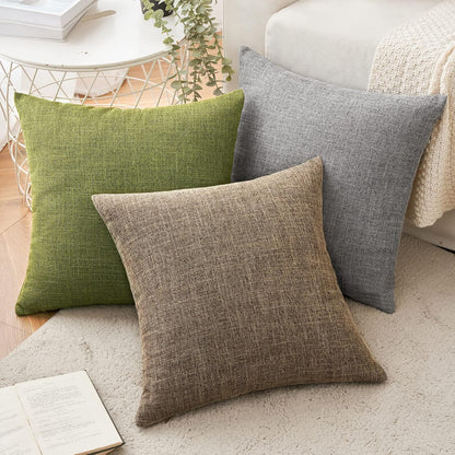 Pack of 2 Decorative Linen Burlap Pillow Covers Farmhouse Boho Accent Pillowcases for Sofa Car Couch Bedroom Living Room Decor 18X18 Inch Brown