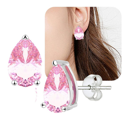 Gem Stone 925 Sterling Silver Gemstone Birthstone Pear Shape Stud Earrings Christmas Birthday Jewelry Gift for Mom Wife Daughter Grandma
