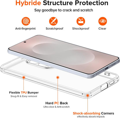 3-In-1 Case for Samsung Galaxy S25 Edge 5G 6.7" with 2 Pack Tempered Glass Screen Protector[Full Coverage], [Military Grade Protection] S25 Edge Slim Phone Bumper Cover Clear [Non-Yellowing]