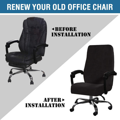 Velvet Home Office Chair Covers Stretchable Computer Desk Chair Covers Mid - High Back Universal Executive Boss Gaming Seat Cover Removable Machine Washable, Black