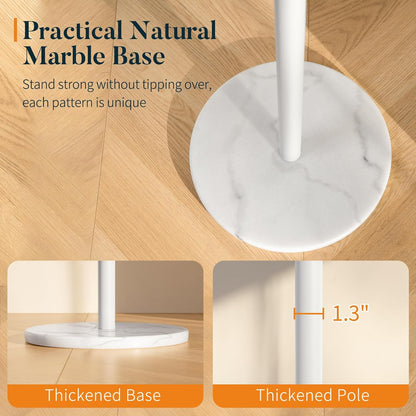 Coat Rack Freestanding with Natural Marble Base, Coat Tree with 8 Hooks Heavy Duty Coat Hanger Stand, Metal Coat Rack Stand for Jacket, Hat, Clothes & Bag, Hall Tree Hat Rack for Entryway