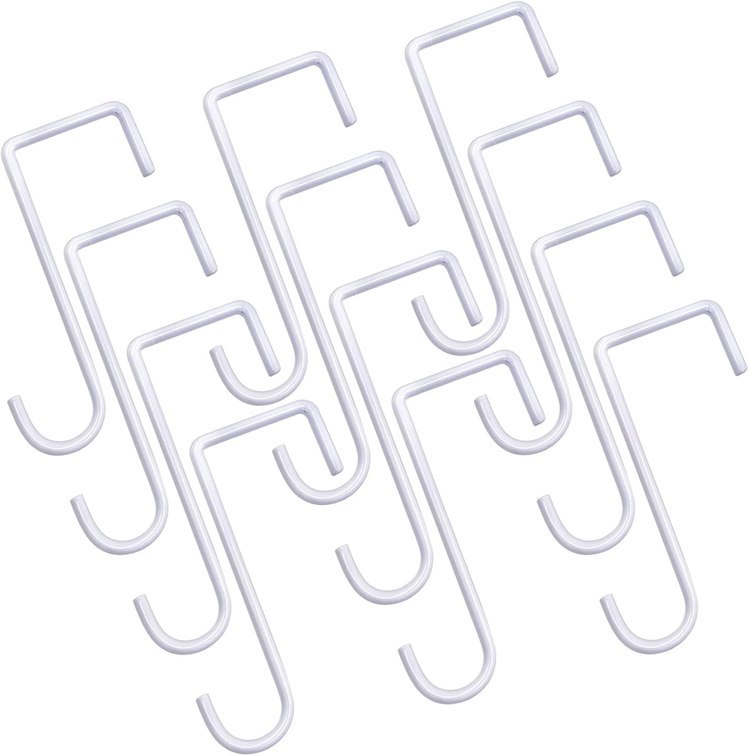 12-Pack Vinyl Fence Hangers - 2 x 6 Inch Patio Light Hooks, White Powder Coated Steel for Hanging Plants, Planters, Bird Feeders, and Lights