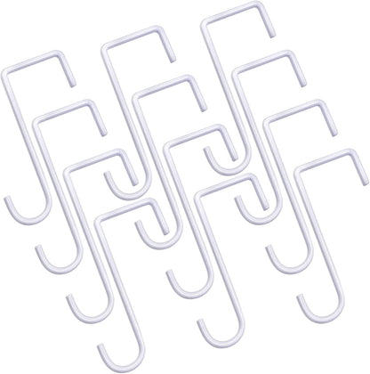12-Pack Vinyl Fence Hangers - 2 x 6 Inch Patio Light Hooks, White Powder Coated Steel for Hanging Plants, Planters, Bird Feeders, and Lights
