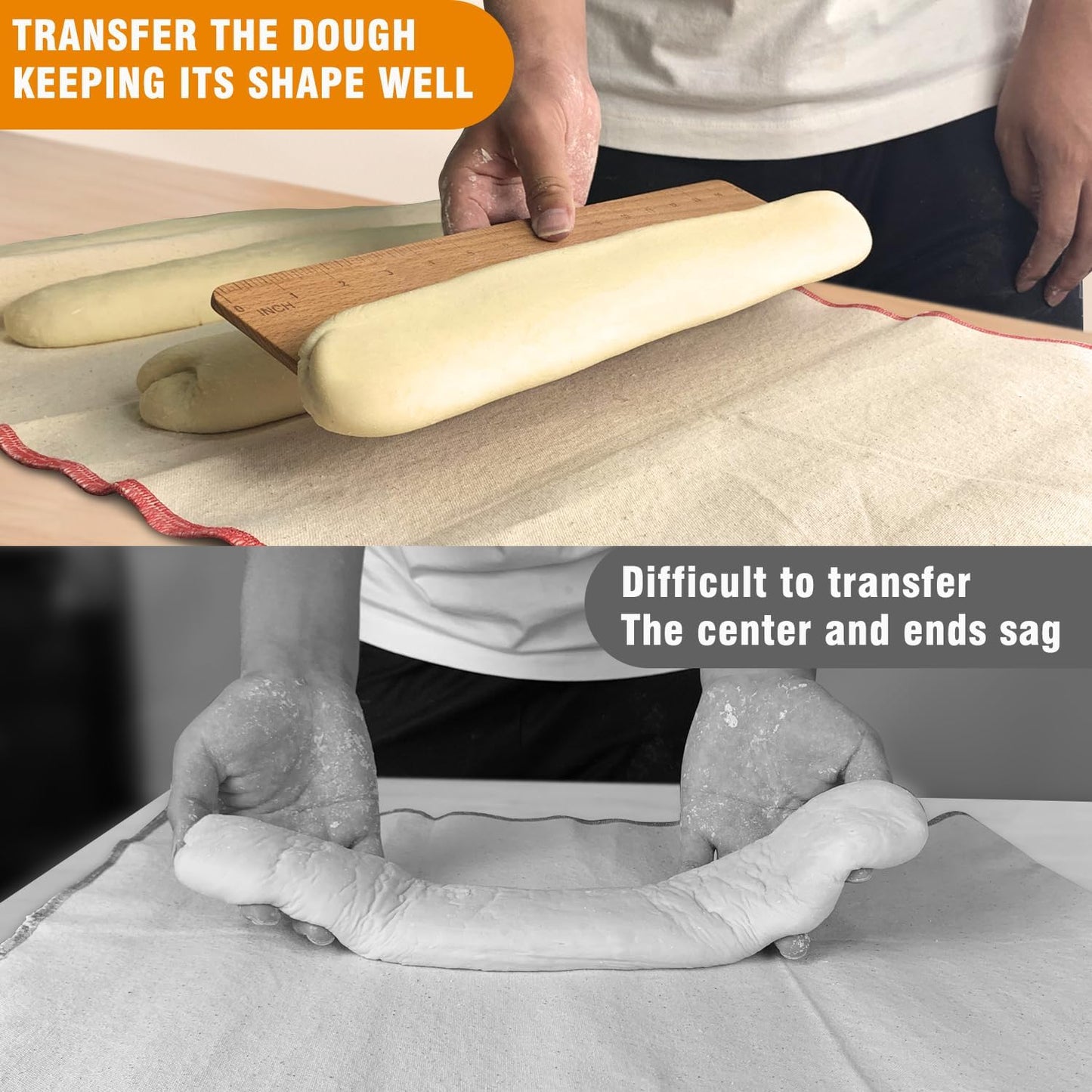 Baguette Transfer Peel 15 Inch, Baguette Flipping Board for French Bread Baking