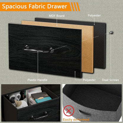 Dresser TV Stand with Power Outlet for 55-Inch TVs, Entertainment Center Featuring 8 Deep Drawers, Ideal Storage Solution for Bedroom, Closet, Living Room, and Hallway (Black Oak)