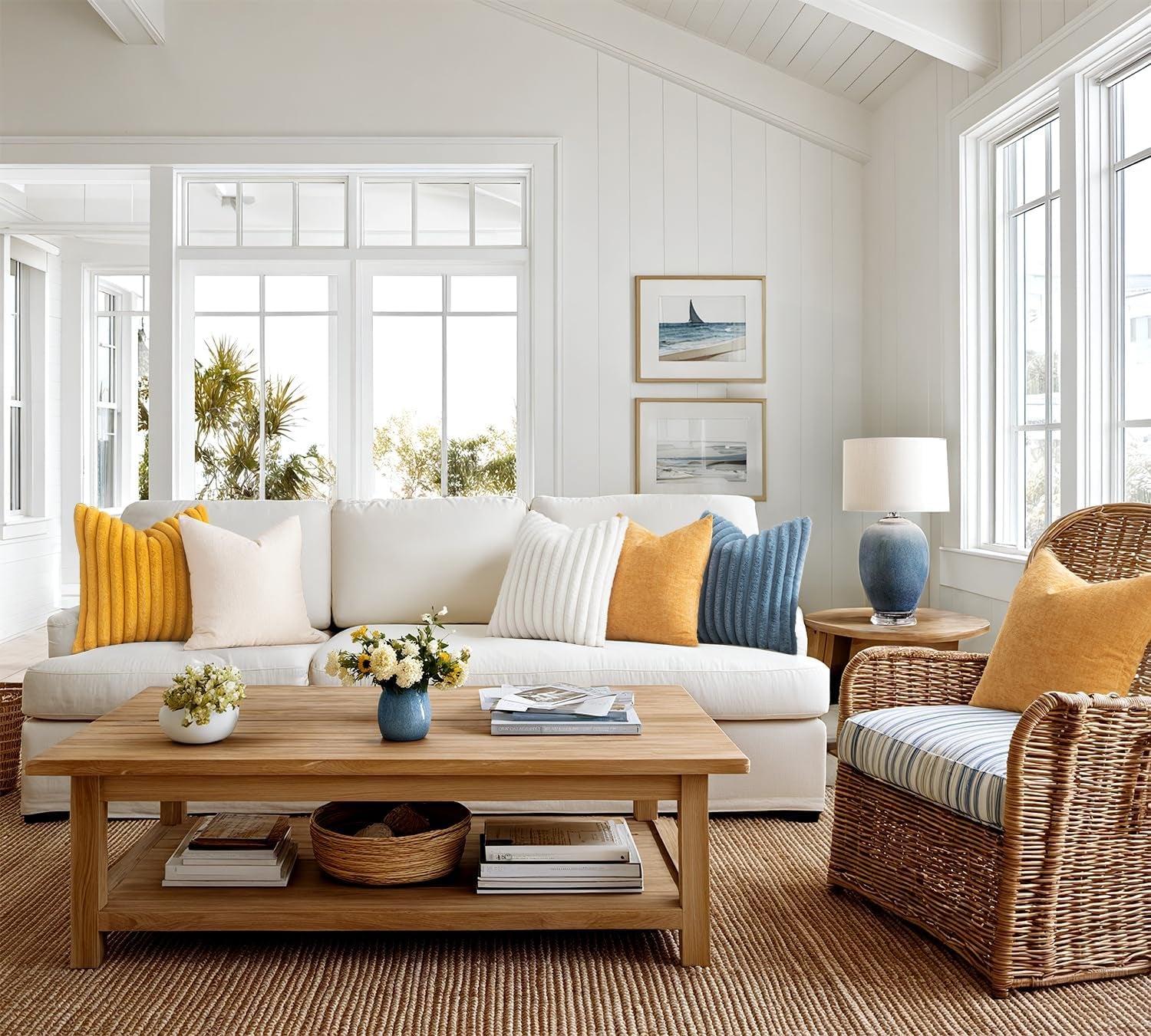 Faux Fur Decorative Throw Pillow Covers, 18x18 Inch Set of 2, Modern Plush Couch Cushions for Spring Home Décor in Beige