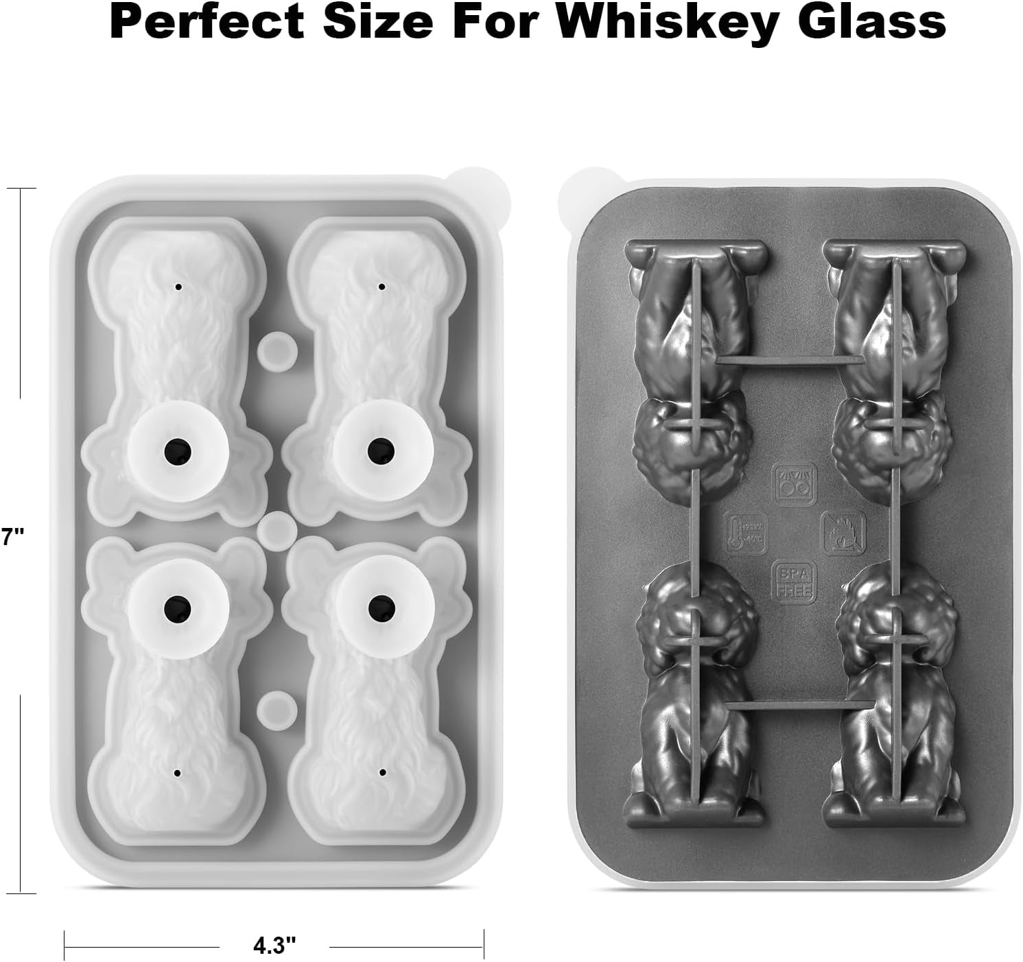 3D Highland Cow Ice Cube Tray, Large Silicone Fun Shapes Ice Cube Mold for Whiskey,Cocktails, Bourbon, Cute Highland Cow Gifts for Holiday Stocking Stuffers