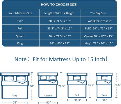 Queen Mattress Bags for Moving, Waterproof Reusable Storage Bag, Strong Zipper, Extra Heavy Duty Easy Carrier Protector for Moving, Fits up to 15 Inch