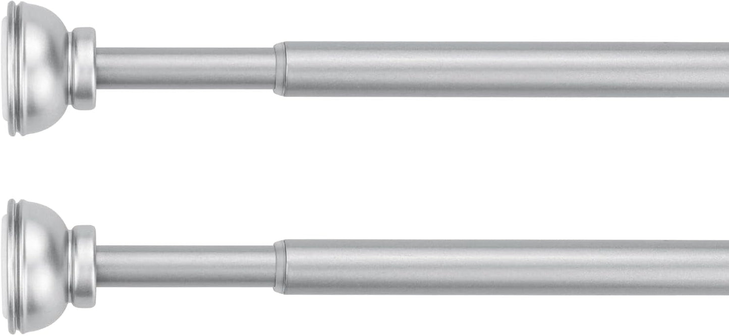 2 Pack Spring Tension Rod, 1/2-Inch Decorative Tension Drapery Rod for Window, Nickle, (17-26 Inches)