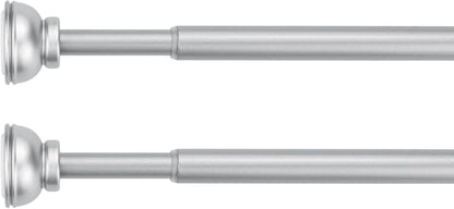 2 Pack Spring Tension Rod, 1/2-Inch Decorative Tension Drapery Rod for Window, Nickle, (17-26 Inches)
