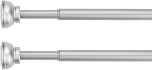2 Pack Spring Tension Rod, 1/2-Inch Decorative Tension Drapery Rod for Window, Nickle, (17-26 Inches)