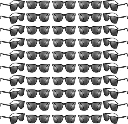 Bulk 50 Pack Neon Vintage Retro Sunglasses - Classic Eyewear for Adult Party Favors