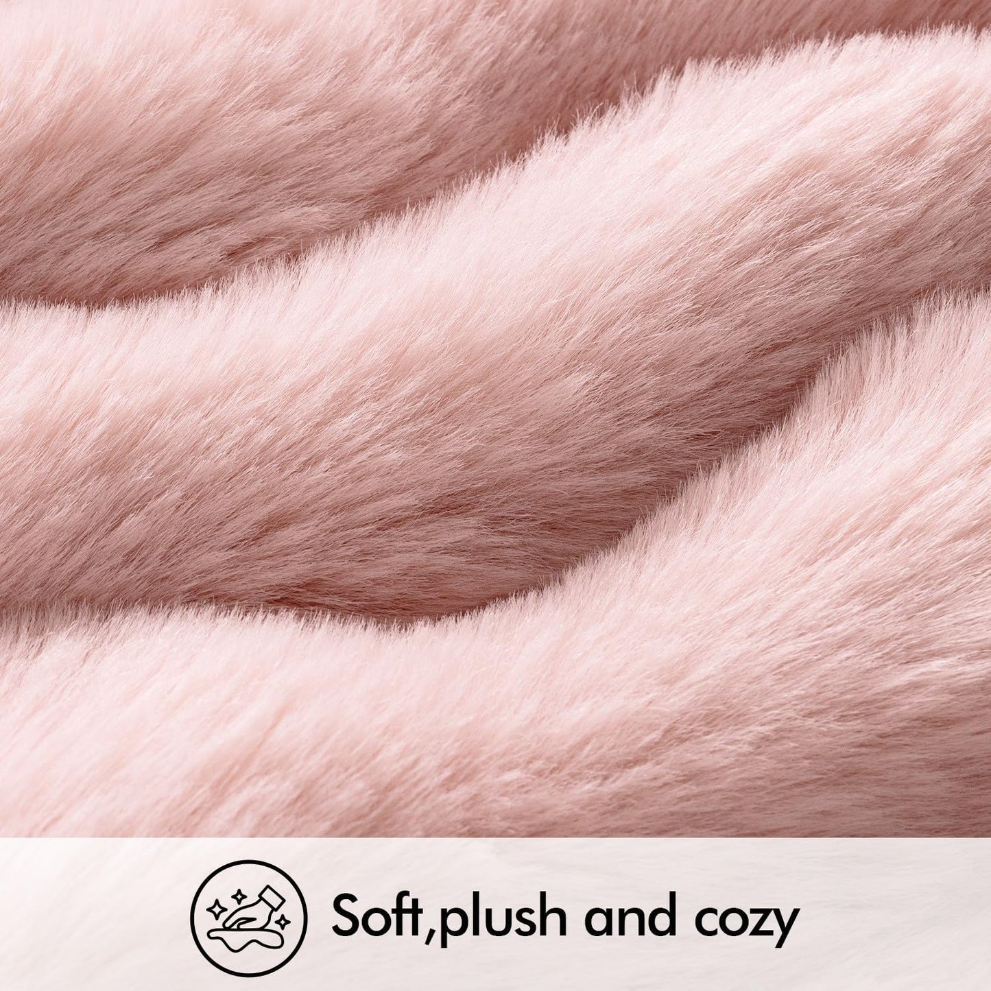 Set of 2 Luxurious Light Pink Faux Fur Lumbar Pillow Covers, 12x20 Inch, Soft Plush Decorative Cushions for Sofa, Couch, and Bedroom Decor