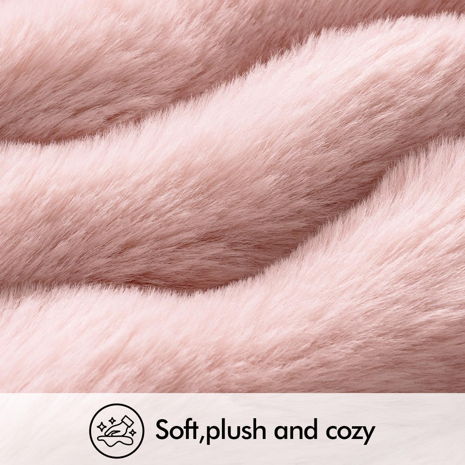Set of 2 Luxurious Light Pink Faux Fur Lumbar Pillow Covers, 12x20 Inch, Soft Plush Decorative Cushions for Sofa, Couch, and Bedroom Decor